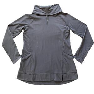 LL Bean Womens Sweater Size Medium Grey Funnel Neck Pullover Gorpcore 503701 EUC